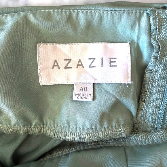 NWT Azazie Oli Stretch Satin Jumpsuit Women’s 8 Matcha Green Formal Event Party - Picture 6 of 11